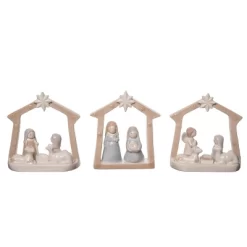 Transpac Ceramic Nativity Decor Set Of 3 Christmas Home Decorations Porcelain Decorative Objects For Holiday Cheer