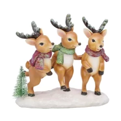 Transpac Resin Dancing Deer Set Of 3 Decorative Figurines For Christmas Multicolor Tabletop Decor And Holiday Gifts