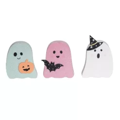 Transpac MDF Glitter Ghost Set Of 3 Decorative Sculptures For Halloween Indoor Use Multicolor Tabletop Decor