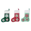 Transpac Felt Cottage Snowflake Stocking Set Of 3 Christmas Home Decorations Holiday Stockings For Festive Cheer