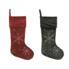 Transpac Velvet Finish Christmas Stocking Set Of 2 Holiday Home Decorations Polyester Fabric