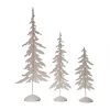 Transpac Rustic Metal Snowy Trees Set Of 3 For Christmas Decor, Charming Decorative Objects For Holiday Home Styling