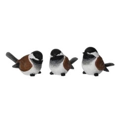 Transpac Set Of 3 Resin Snowy Bird Figurines - Charming Christmas Decorative Objects For Holiday Home Decor