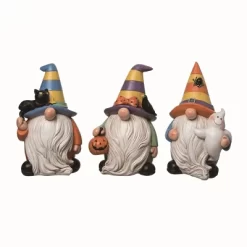 Transpac Set Of 3 Multicolored Resin Candy Color Gnome Figurines Fun Halloween Tabletop Decor Indoor Gift