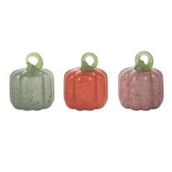 Transpac Glass Mini Pumpkin Set Of 3 Fall Harvest Home Decorations For Autumn Thanksgiving Decorative Objects