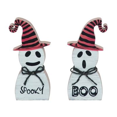 Transpac Halloween Cute Ghosts In Witch Hats Figurines 7.75 Inch MDF Decorative Objects For Festive Decor 1 Transpac Halloween Cute Ghosts In Witch Hats Figurines 7.75 Inch MDF Decorative Objects For Festive Decor