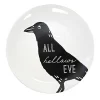 Transpac 8.0 Inch Halloween Line Art Plates Halloween Seasonal Tabletop , Halloween Decor St/4 Black Cat Ghost Crow Skull (4PC)