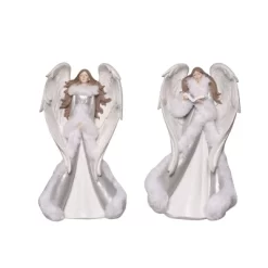 Transpac Elegant Angel Figurine Set Of 2 White Decorative Objects For Christmas Indoor Tabletop Decor And Gifts
