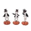 Transpac Resin Top Hat Mummy Figurine Set Of 3 - Halloween Decorative Objects For Spooky Home Decor
