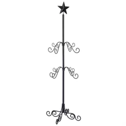 Transpac 34.65 In Black Metal Christmas Star Stocking Holder Durable Iron Design For Holiday Decor