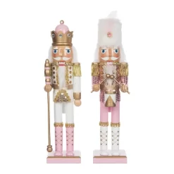 Transpac Large Wood Pastel Nutcracker Set Of 2 Decorative Objects For Christmas Multicolor Tabletop Decor And Gifts