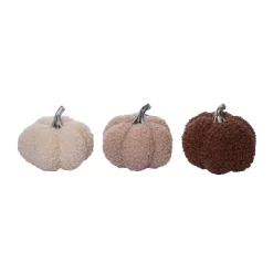 Transpac Neutral Plush Pumpkin Set Of 3 Fall Harvest Home Decorations For Autumn Thanksgiving Cotton Decor