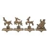 Transpac Iron Santa And Reindeer Stocking Holder Set Of 4 Christmas Home Decorations For Holiday Cheer
