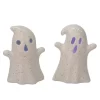Transpac Light Up Stoneware Ghosts Set Of 2 Halloween Decorative Sculptures Prelit Indoor Tabletop Home Decor Gift