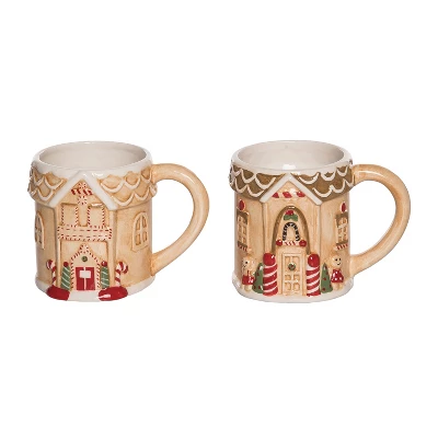 Transpac Dolomite Gingerbread House Mugs Set Of 2 Ceramic Drinkware For Christmas 20.4oz Indoor Use Gift And Decor 1 Transpac Dolomite Gingerbread House Mugs Set Of 2 Ceramic Drinkware For Christmas 20.4oz Indoor Use Gift And Decor