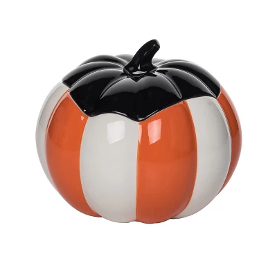 Transpac Ceramic Striped Pumpkin Cookie Jar Decorative Object For Halloween Home Decor Multicolored Dolomite Tabletop Gift 1 Transpac Ceramic Striped Pumpkin Cookie Jar Decorative Object For Halloween Home Decor Multicolored Dolomite Tabletop Gift
