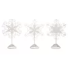 Transpac Set Of 3 Metal Snowflake Tree Toppers Elegant White Christmas Decorations For Indoor Holiday Decor