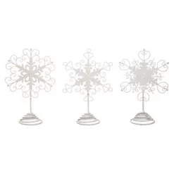 Transpac Set Of 3 Metal Snowflake Tree Toppers Elegant White Christmas Decorations For Indoor Holiday Decor