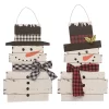Transpac Rustic Slat Snowman Set Of 2 Decorative Figurines For Christmas Multicolored Tabletop Decor Indoor Gifts