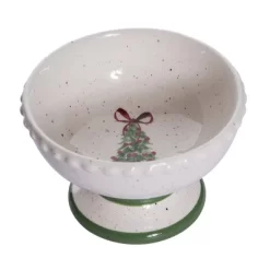 Transpac Ceramic Ice Cream Bowl With Tree Art Design 10.5oz Multicolor Perfect For Desserts And Holiday Celebrations
