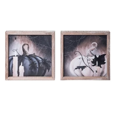 Transpac Black And White Creepy Pumpkin Set Of 2 Halloween Home Decorations Decorative Objects Wood 1 Transpac Black And White Creepy Pumpkin Set Of 2 Halloween Home Decorations Decorative Objects Wood