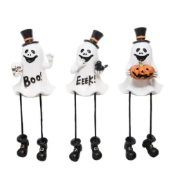 Transpac Resin Ghost Sitter Set Of 3 - Charming Decorative Objects For Halloween And Year-Round Home Decor