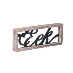 Transpac 14.17 In Multicolor Halloween Eek With Natural Frame Decorative Object Fir Wood