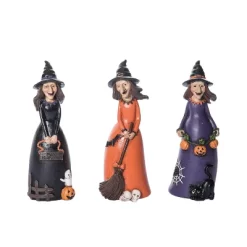 Transpac Set Of 3 Resin Witch Figurines For Halloween - Decorative Objects For Spooky Home Decor