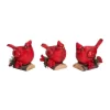 Transpac Set Of 3 Holiday Cardinal Figurines Christmas Home Decorations Resin Decorative Objects