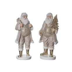 Transpac Large Resin Elegant Santa Figurine Set Of 2 Christmas Home Decorations For Festive Decor