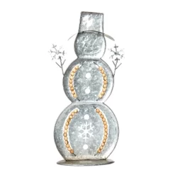 Transpac 23.23 In Silver Beaded Snowman Decor For Christmas - Metal Decorative Object For Holiday Cheer