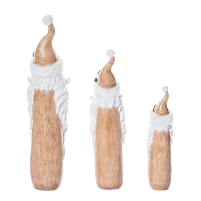 Transpac Set Of 3 Resin Santa Statuettes - Festive Christmas Decorative Objects For Holiday Cheer 2 Transpac Set Of 3 Resin Santa Statuettes - Festive Christmas Decorative Objects For Holiday Cheer - Image 2