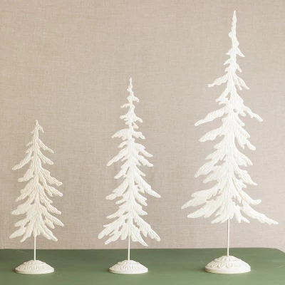 Transpac Rustic Metal Snowy Trees Set Of 3 For Christmas Decor, Charming Decorative Objects For Holiday Home Styling 3 Transpac Rustic Metal Snowy Trees Set Of 3 For Christmas Decor, Charming Decorative Objects For Holiday Home Styling - Image 3