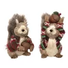 Transpac Small Foam Sisal Festive Squirrel Set Of 2 Christmas Home Decorations Decorative Objects Polyfoam