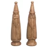 Transpac Slim Santa Set Of 2 Resin Wood Look Christmas Home Decorations For Festive Decor