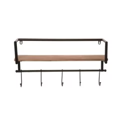 Transpac Metal Black Everyday Shelf With Hooks