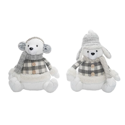 Transpac Plush Polar Bear Sitter Set Of 2 Christmas Home Decorations Soft Polyester Holiday Decor 1 Transpac Plush Polar Bear Sitter Set Of 2 Christmas Home Decorations Soft Polyester Holiday Decor