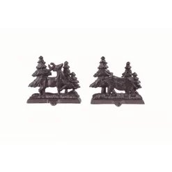 Transpac Metal Bear And Deer Stocking Holder Set Of 2 Christmas Home Decorations Iron Stocking Holders