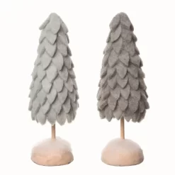 Transpac Large Felt Layered Tree Decor Set Of 2 Christmas Home Decorations For Festive Holiday Decor