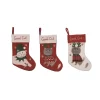 Transpac Good Cat Holiday Stocking Set Of 3 Red Polyester Christmas Indoor Decorations For Mantel Gift Giving
