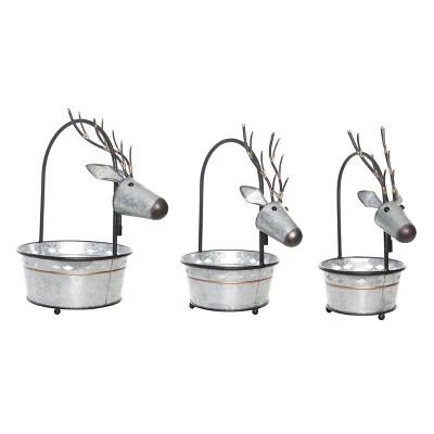 Transpac Metal Reindeer Nesting Buckets Set Of 3 Decorative Figurines For Christmas Silver Tabletop Decor Indoor Gifts 1 Transpac Metal Reindeer Nesting Buckets Set Of 3 Decorative Figurines For Christmas Silver Tabletop Decor Indoor Gifts