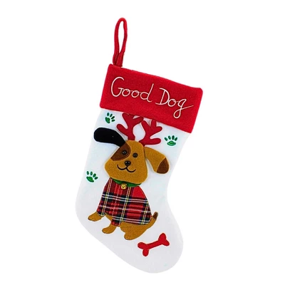 Transpac 14.5 Inch Good Dog Stocking Christmas Holiday Stocking , Bells Bone Treats Paw Prints (1PC) 4 Transpac 14.5 Inch Good Dog Stocking Christmas Holiday Stocking , Bells Bone Treats Paw Prints (1PC) - Image 4