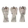 Transpac Set Of 3 Greenery Angel Figurines Christmas Home Decorations Resin Decorative Objects