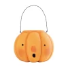 Transpac Paper Mache Pumpkin Bucket Decorative Object For Halloween Tabletop Decor Orange Indoor Sculpture Gift
